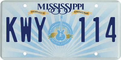 MS license plate KWY114