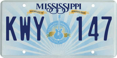MS license plate KWY147