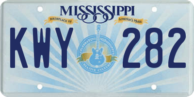 MS license plate KWY282
