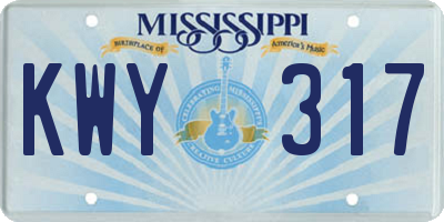 MS license plate KWY317