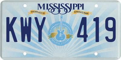 MS license plate KWY419
