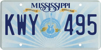 MS license plate KWY495