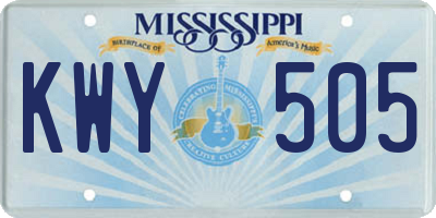 MS license plate KWY505