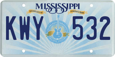 MS license plate KWY532
