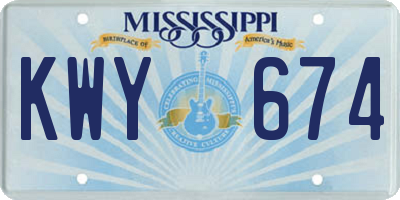 MS license plate KWY674