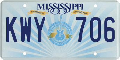 MS license plate KWY706