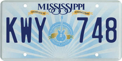 MS license plate KWY748