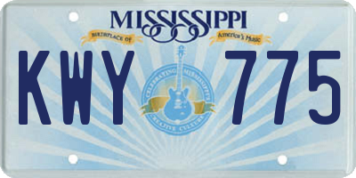 MS license plate KWY775