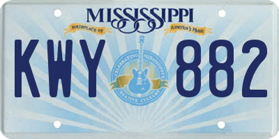 MS license plate KWY882