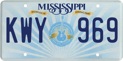MS license plate KWY969