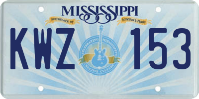 MS license plate KWZ153