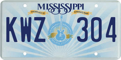 MS license plate KWZ304