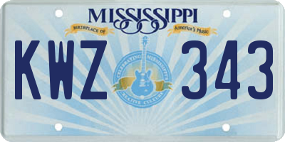 MS license plate KWZ343