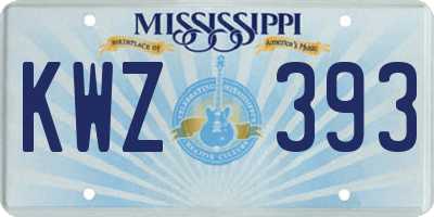 MS license plate KWZ393