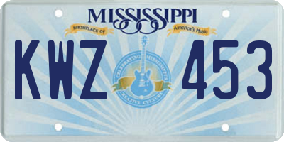 MS license plate KWZ453