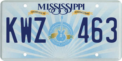 MS license plate KWZ463