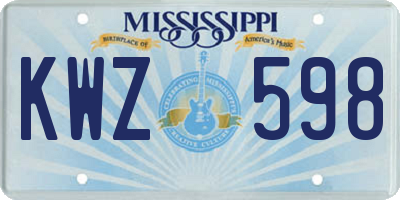 MS license plate KWZ598