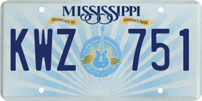 MS license plate KWZ751