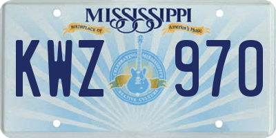 MS license plate KWZ970