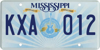 MS license plate KXA012