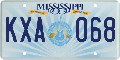 MS license plate KXA068
