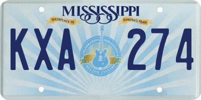 MS license plate KXA274