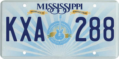 MS license plate KXA288