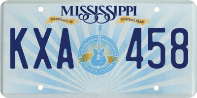 MS license plate KXA458
