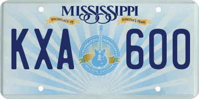 MS license plate KXA600