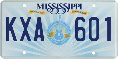 MS license plate KXA601
