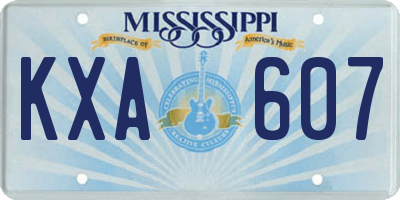 MS license plate KXA607