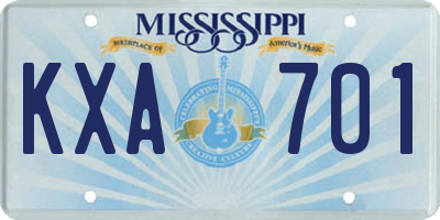 MS license plate KXA701