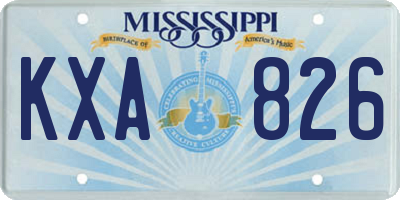 MS license plate KXA826