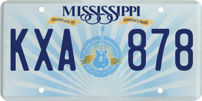 MS license plate KXA878
