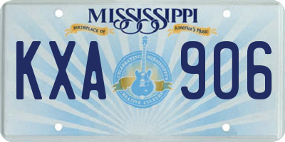 MS license plate KXA906