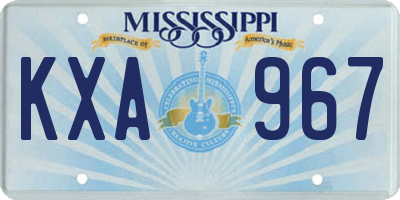 MS license plate KXA967