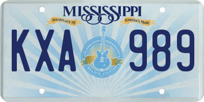 MS license plate KXA989