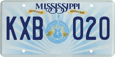 MS license plate KXB020