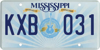 MS license plate KXB031