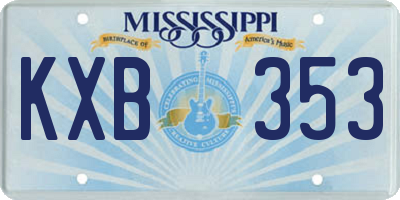 MS license plate KXB353