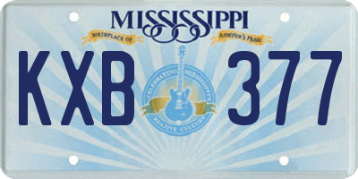 MS license plate KXB377