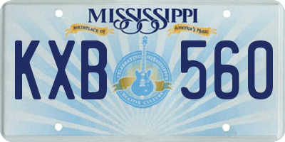 MS license plate KXB560