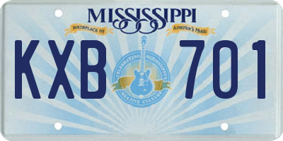 MS license plate KXB701