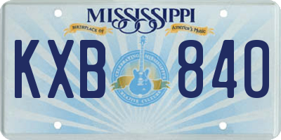 MS license plate KXB840