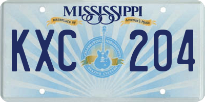 MS license plate KXC204