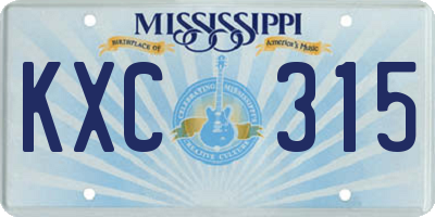 MS license plate KXC315