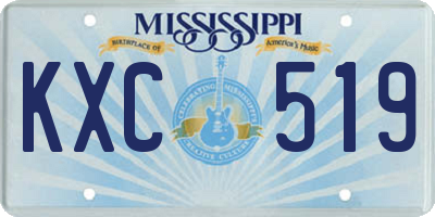 MS license plate KXC519