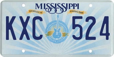 MS license plate KXC524
