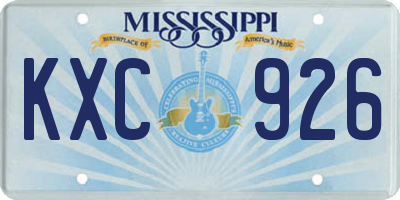 MS license plate KXC926