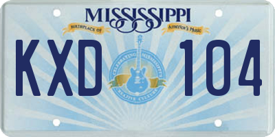 MS license plate KXD104